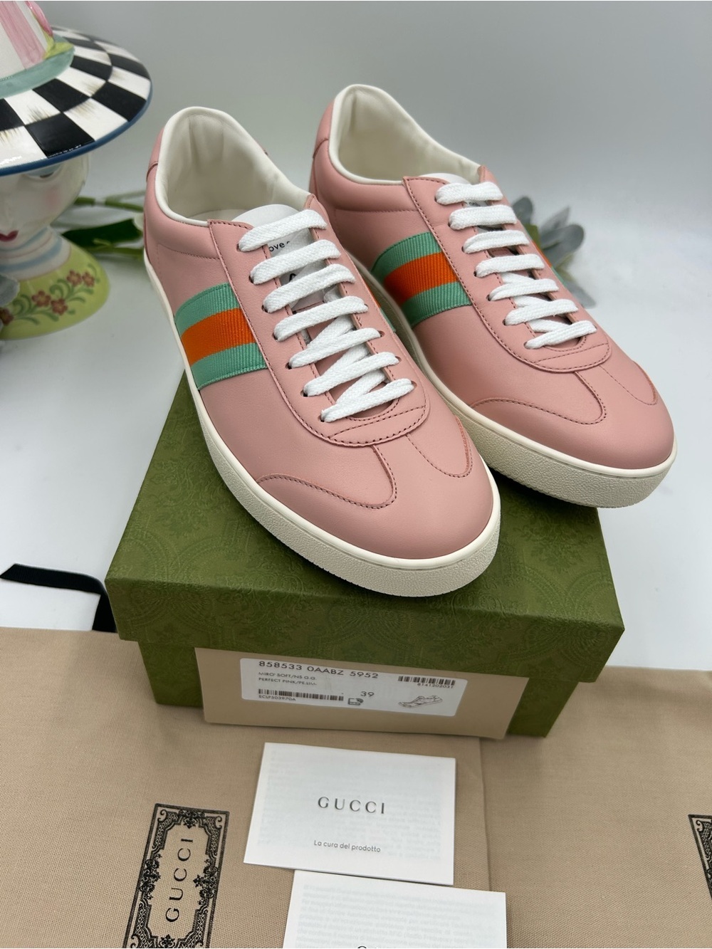 Women's Gucci MIRO soft Leather web sneakers size 39 made in Italy